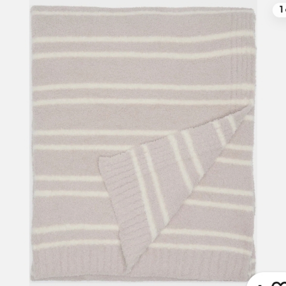 Barefoot Dreams CozyChic Striped Throw Blanket Sandstone Cream